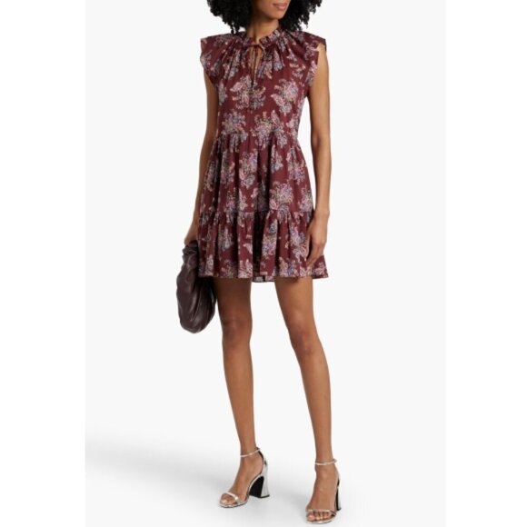 Veronica Beard 'Zee' Printed Cotton Mini-Dress, Brick Multi - Picture 1 of 3